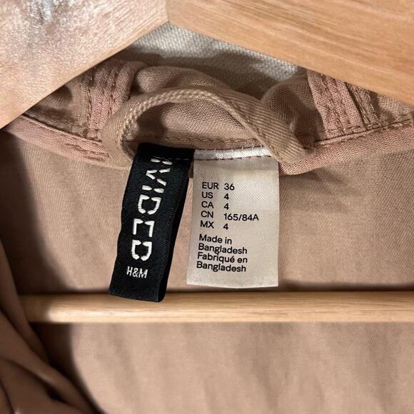 H&M Divided Dusty Pink Mauve Utility Jacket Lightweight Cotton Zip Front Hoodie - Picture 11 of 13